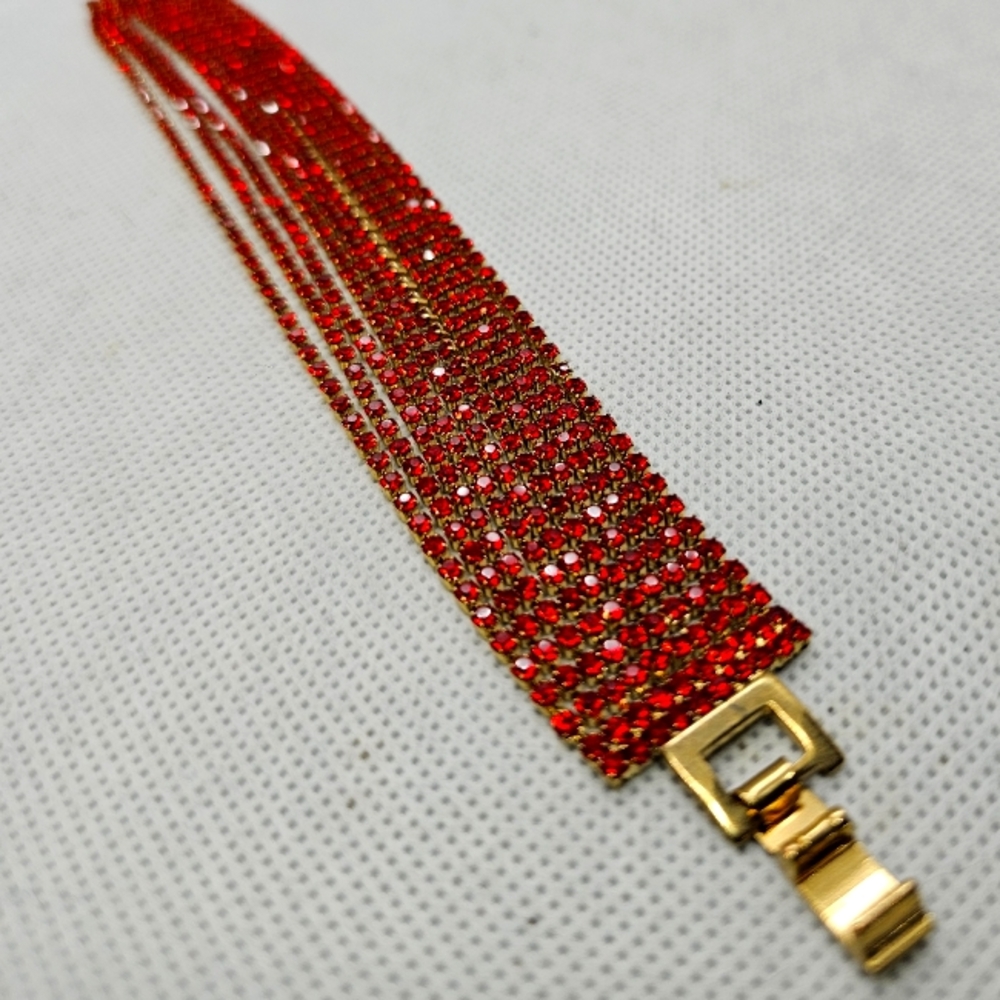 Antique Red Rhinestone Bracelet Art Deco